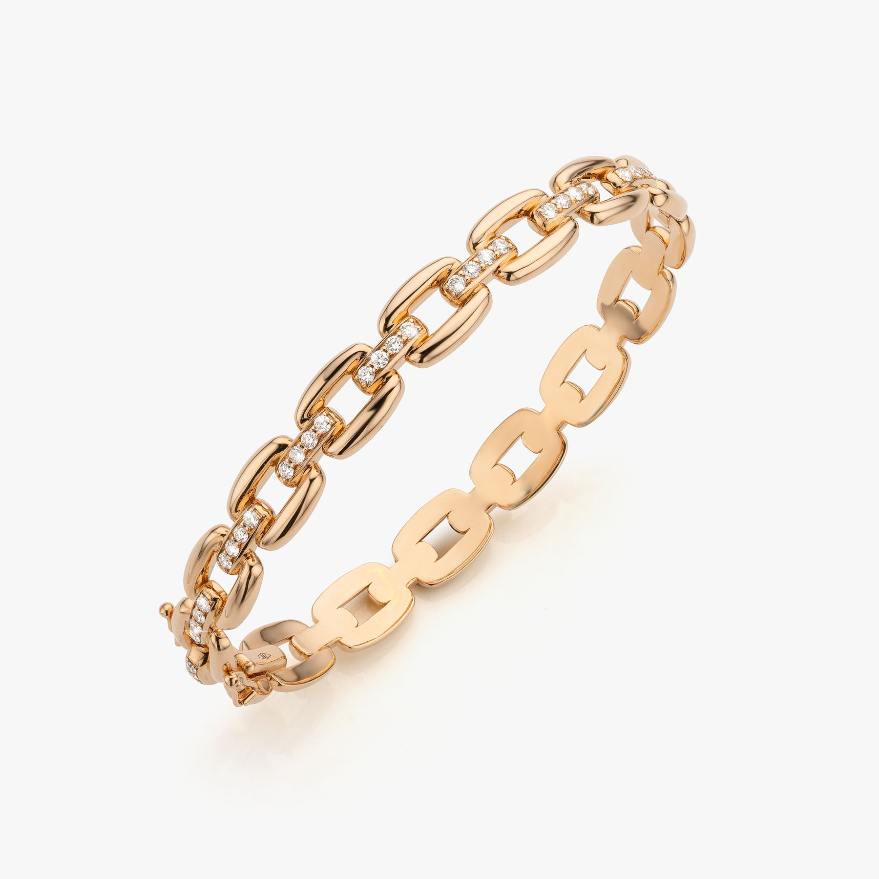 Rosegoud en diamanten Link armband made by Atelier Wittmann