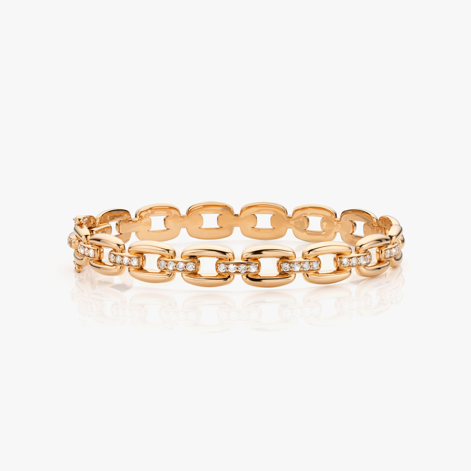 Rosegoud en diamanten Link armband made by Atelier Wittmann